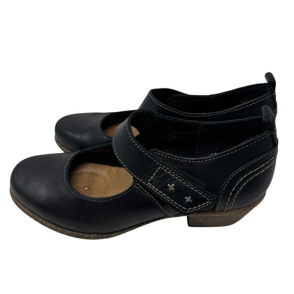 Clarks Artisan Black Mary Jane Hook and Loop Leather Comfort Shoes Size 5.5 - Picture 3 of 6